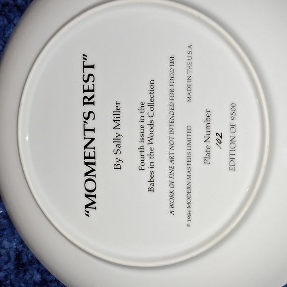 🐇 Moments Rest rabbit collectors plate. Babes in the Woods Collection. Like new - Picture 3 of 8